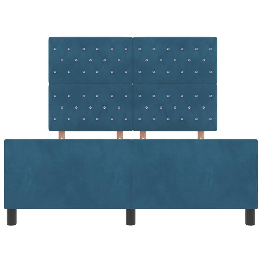 vidaXL Κρεβάτι με ελατήρια Σκούρο Μπλε 160 x 200 cm Βελούδο