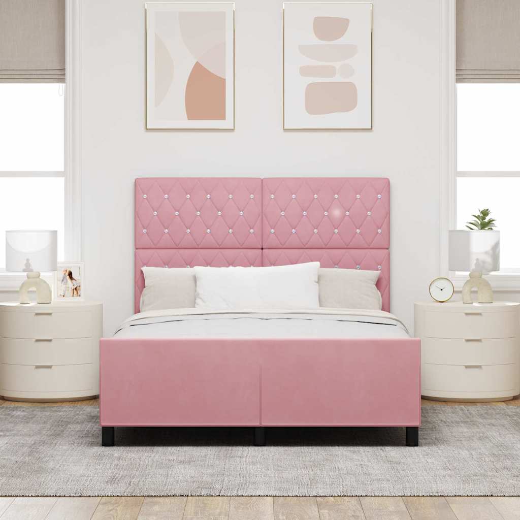 vidaXL Κρεβάτι με ελατήρια με κεφαλάρι Ροζ 160 x 200 cm Βελούδο