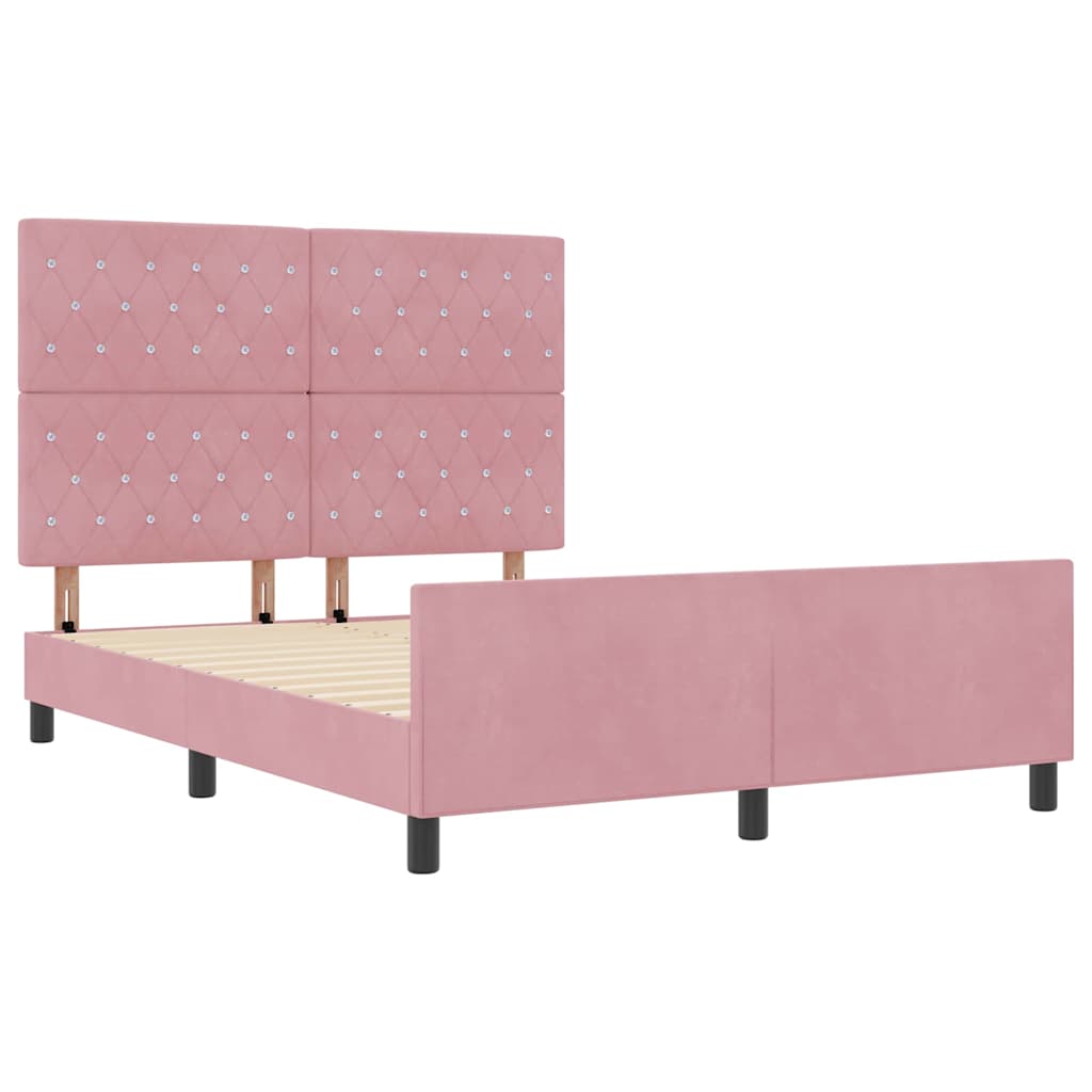 vidaXL Κρεβάτι με ελατήρια με κεφαλάρι Ροζ 160 x 200 cm Βελούδο