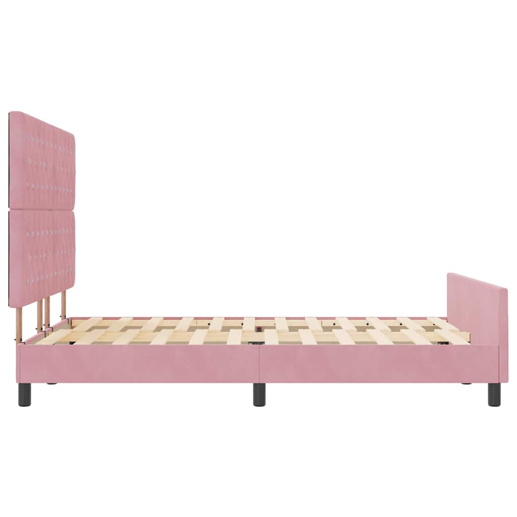 vidaXL Κρεβάτι με ελατήρια με κεφαλάρι Ροζ 160 x 200 cm Βελούδο