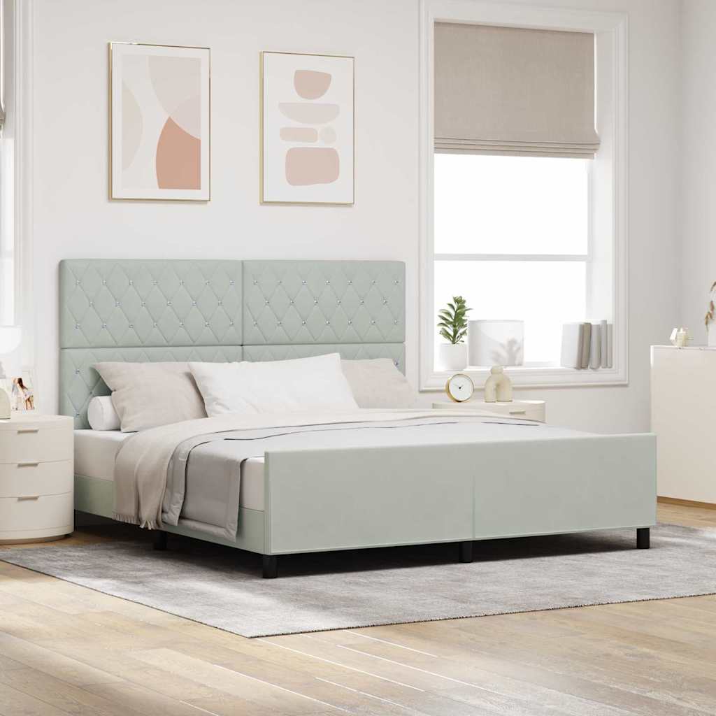 vidaXL Κρεβάτι με ελατήρια Ανοιχτό γκρι 180 x 200 cm Βελούδο
