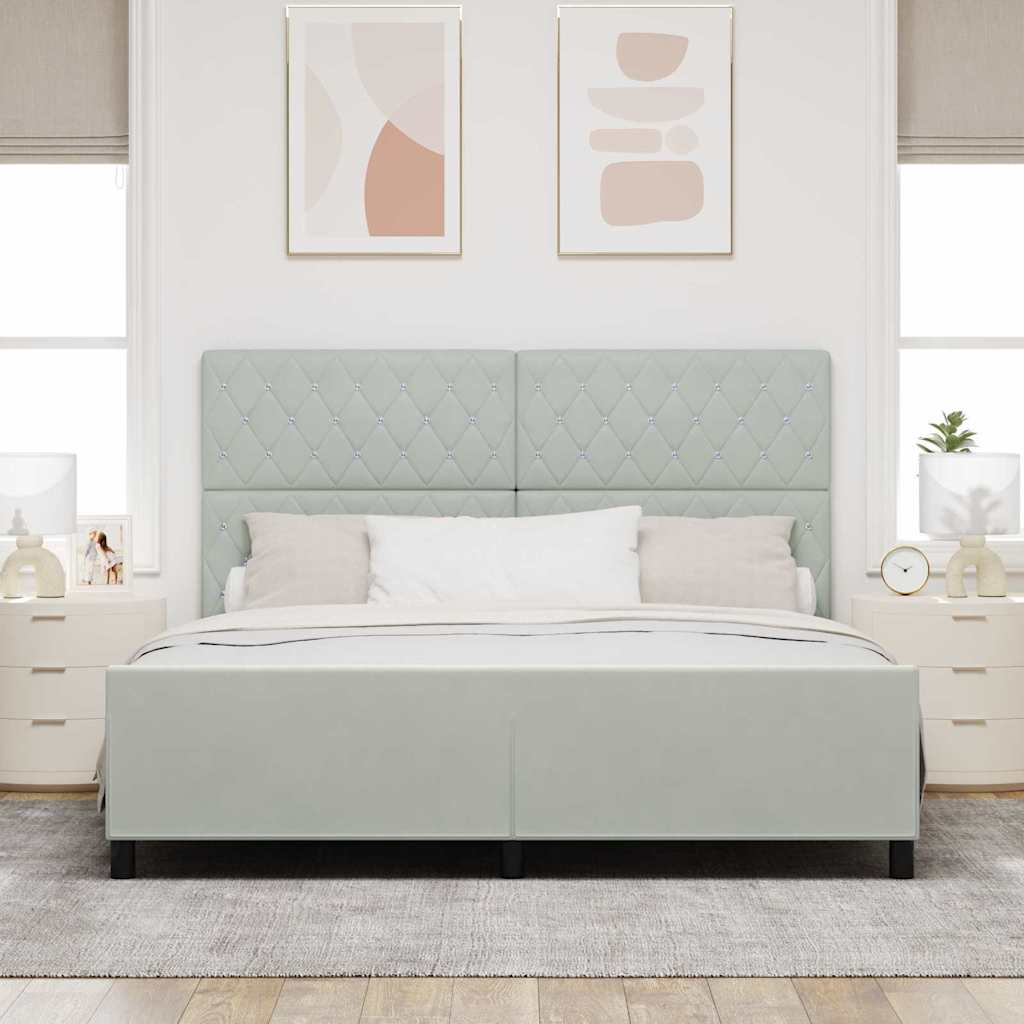 vidaXL Κρεβάτι με ελατήρια Ανοιχτό γκρι 180 x 200 cm Βελούδο