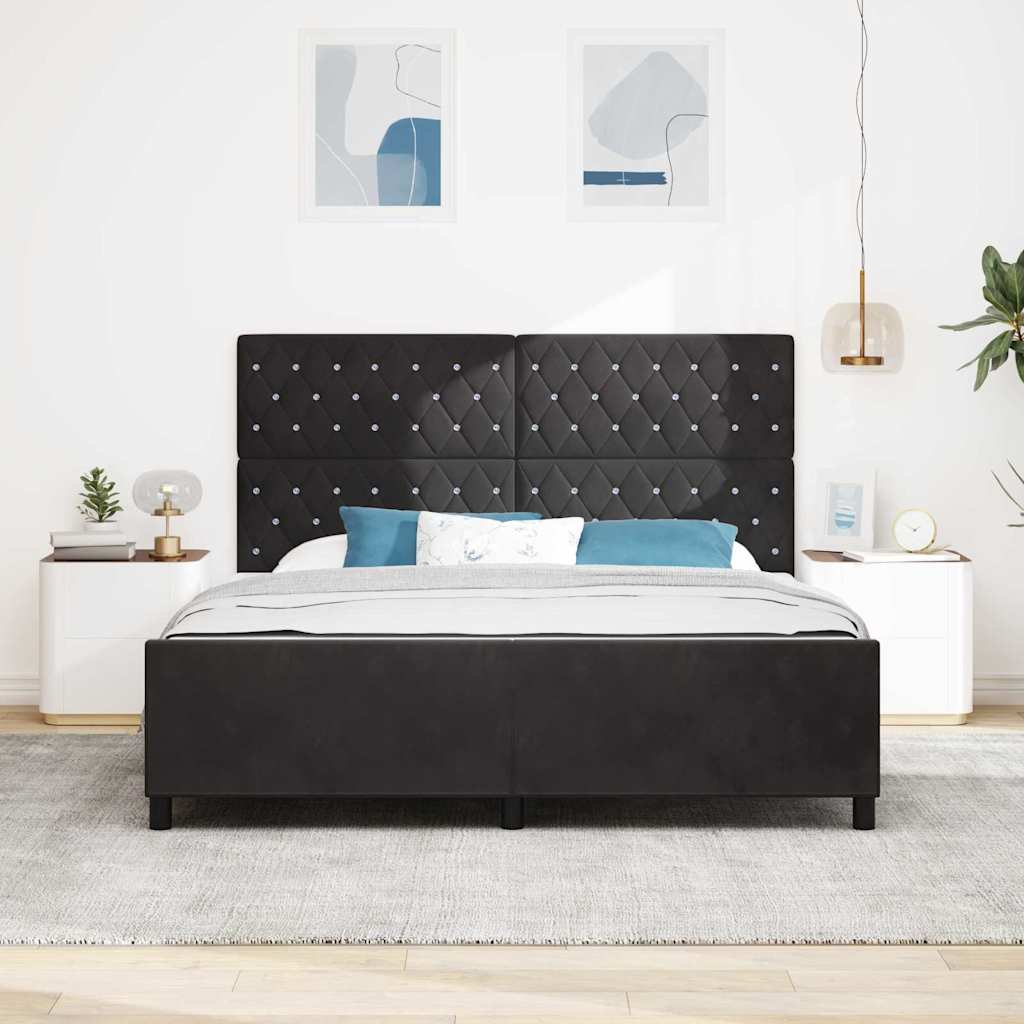 vidaXL Κρεβάτι με ελατήρια με κεφαλάρι Μαύρο 180 x 200 cm Βελούδο