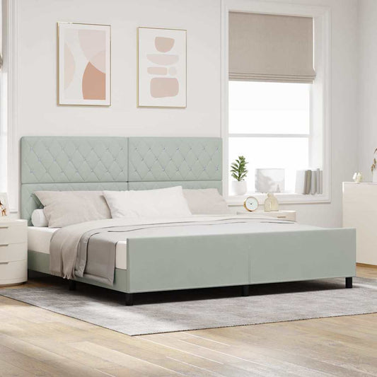 vidaXL Κρεβάτι με ελατήρια Ανοιχτό γκρι 200 x 200 cm Βελούδο