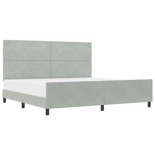vidaXL Κρεβάτι με ελατήρια Ανοιχτό γκρι 200 x 200 cm Βελούδο
