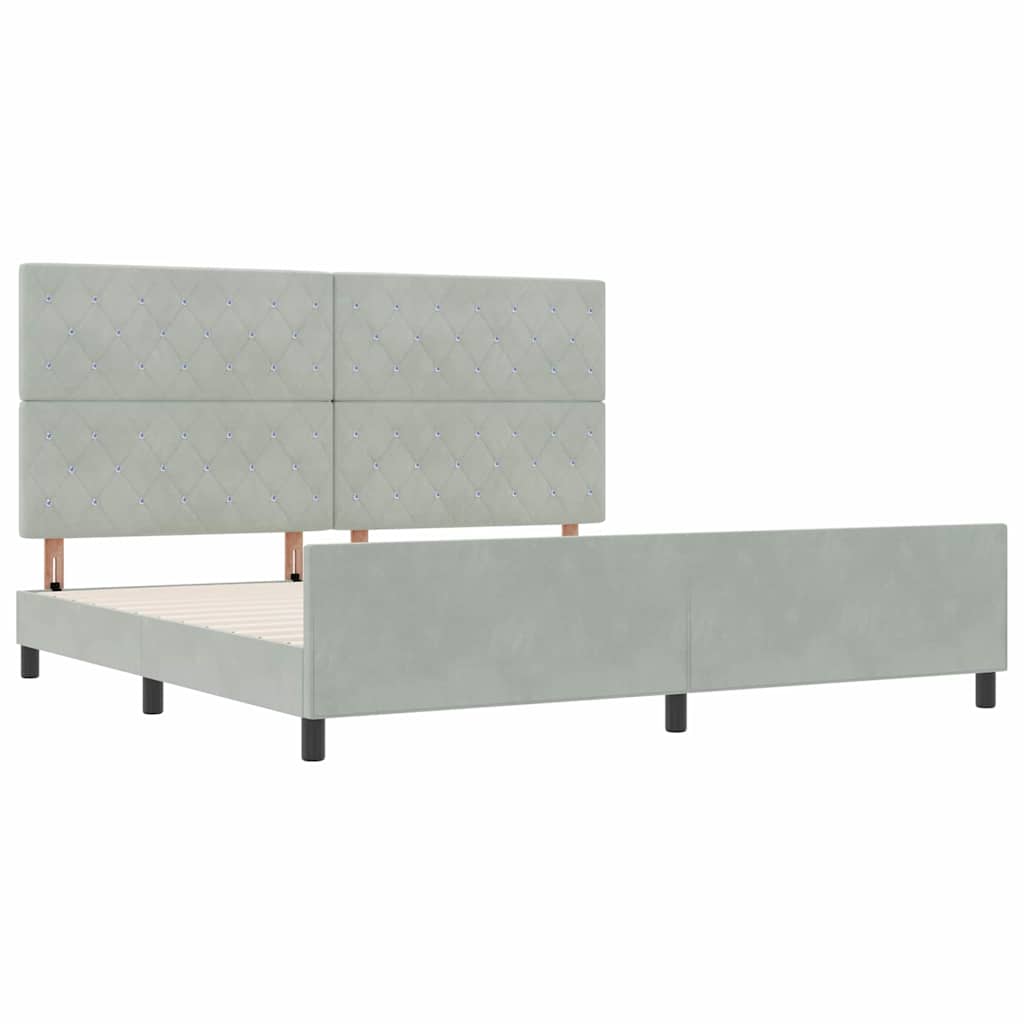 vidaXL Κρεβάτι με ελατήρια Ανοιχτό γκρι 200 x 200 cm Βελούδο