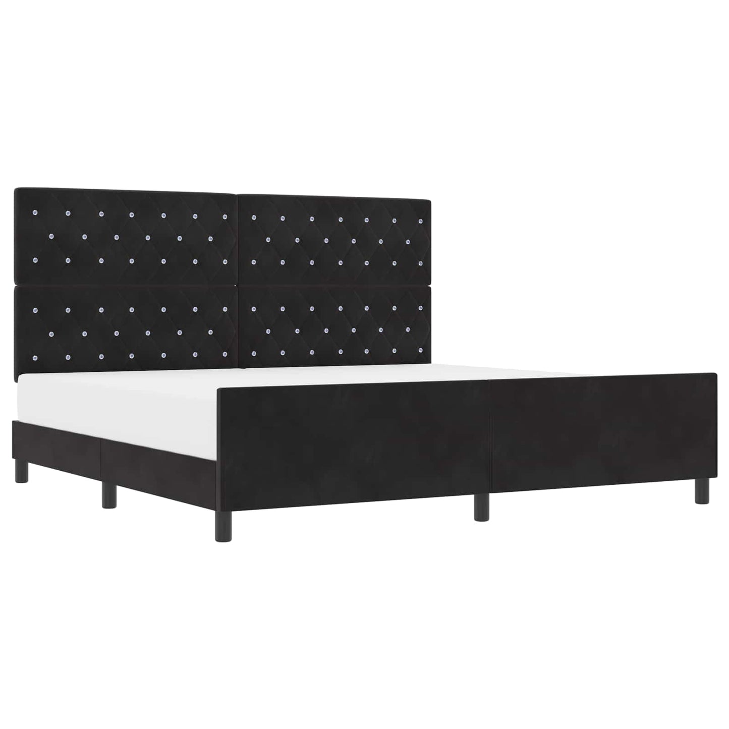 vidaXL Κρεβάτι με ελατήρια με κεφαλάρι Μαύρο 200 x 200 cm Βελούδο