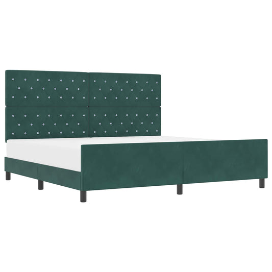 vidaXL Κρεβάτι με ελατήρια Σκούρο Πράσινο 200 x 200 cm Βελούδο