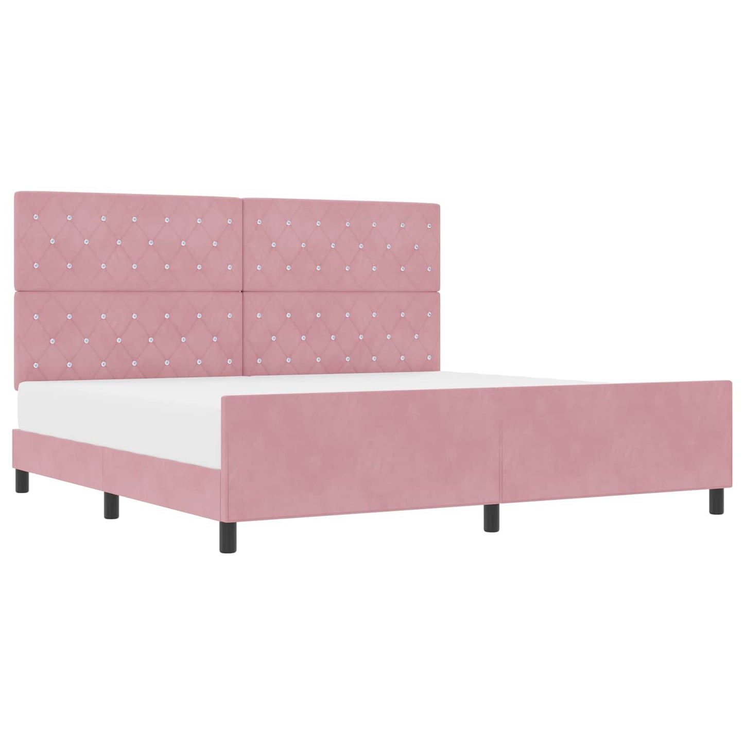 vidaXL Κρεβάτι με ελατήρια με κεφαλάρι Ροζ 200 x 200 cm Βελούδο