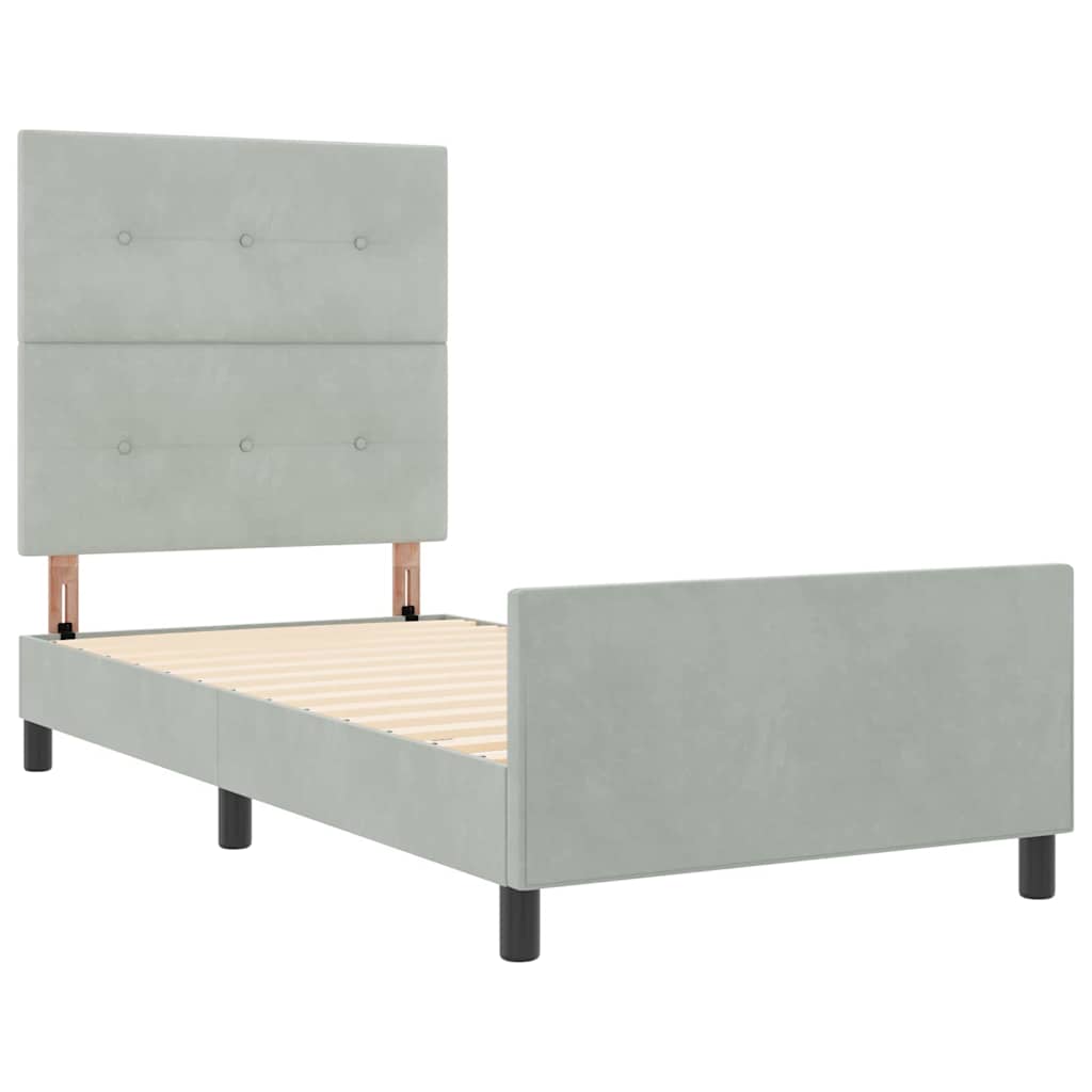 vidaXL Κρεβάτι με ελατήρια Ανοιχτό γκρι 80 x 200 cm Βελούδο