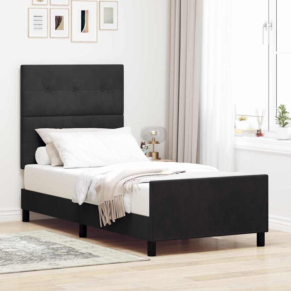 vidaXL Κρεβάτι με ελατήρια με κεφαλάρι Μαύρο 80 x 200 cm Βελούδο