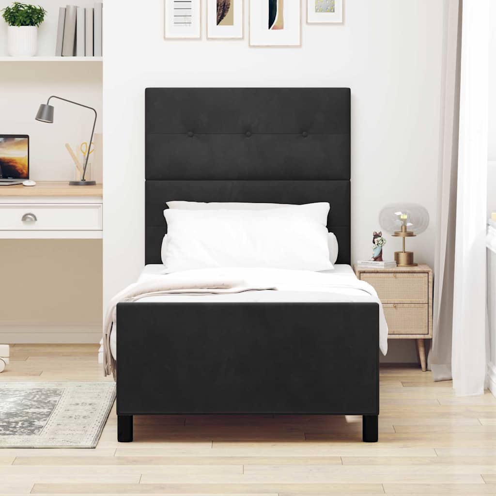 vidaXL Κρεβάτι με ελατήρια με κεφαλάρι Μαύρο 80 x 200 cm Βελούδο