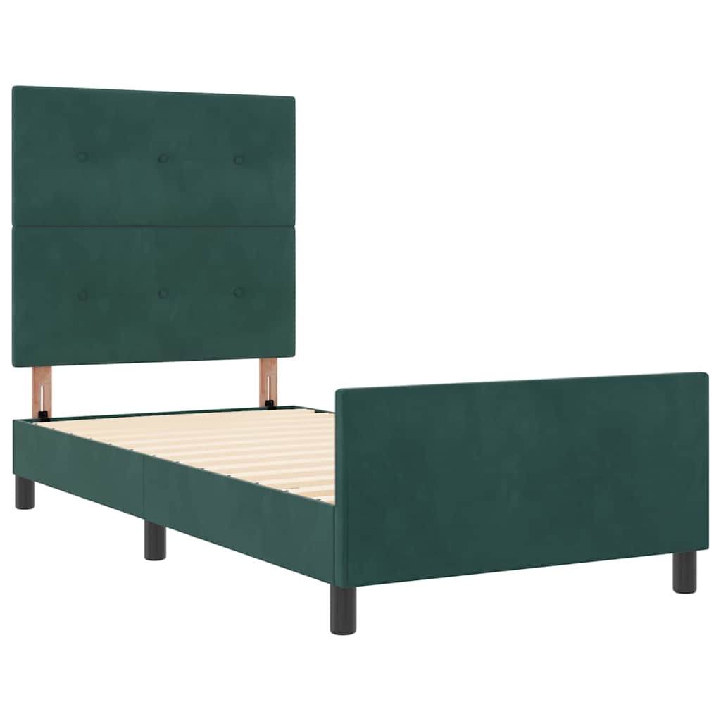 vidaXL Κρεβάτι με ελατήρια Σκούρο Πράσινο 80 x 200 cm Βελούδο