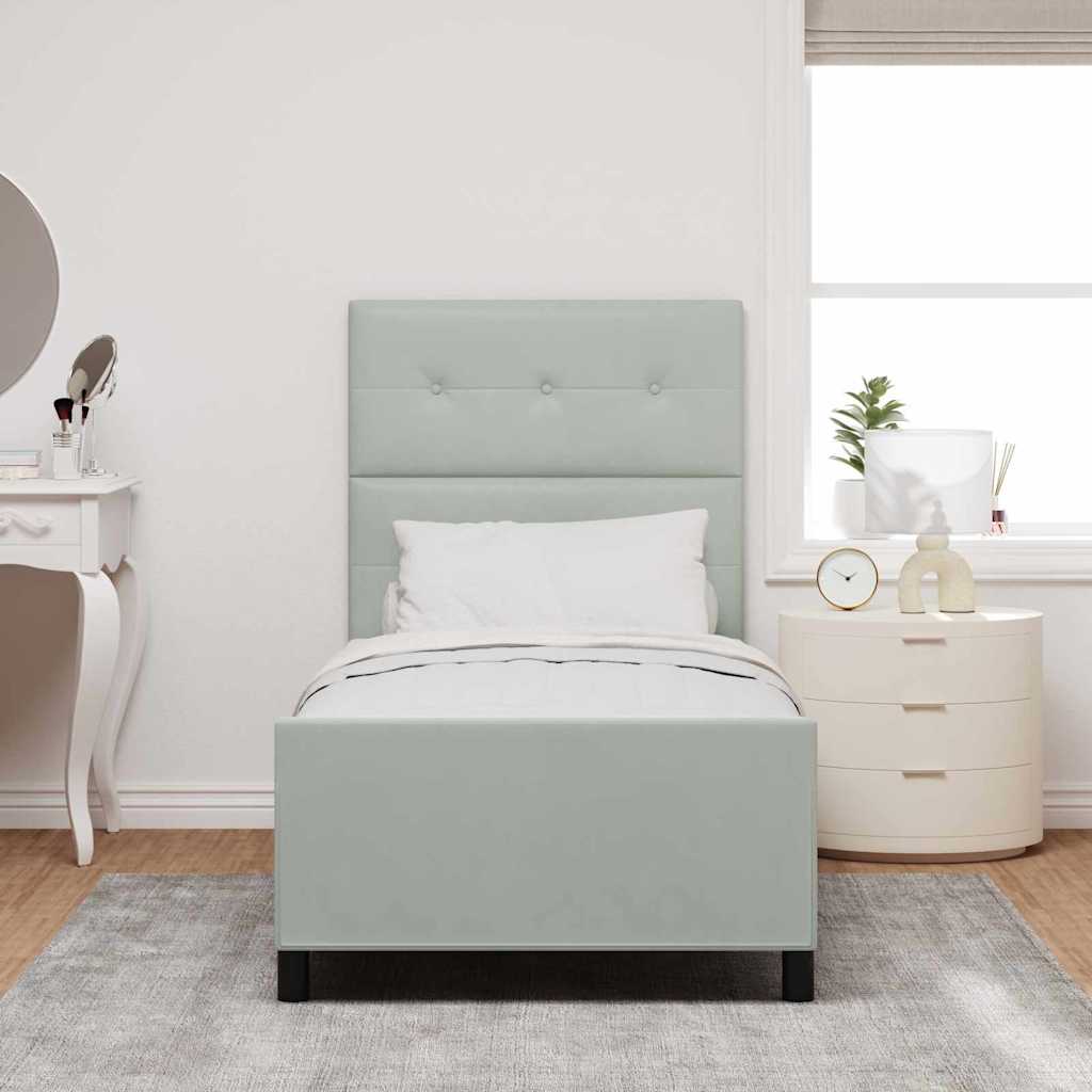 vidaXL Κρεβάτι με ελατήρια Ανοιχτό γκρι 90 x 200 cm Βελούδο