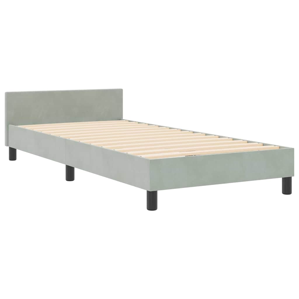vidaXL Κρεβάτι με ελατήρια Ανοιχτό γκρι 90 x 200 cm Βελούδο