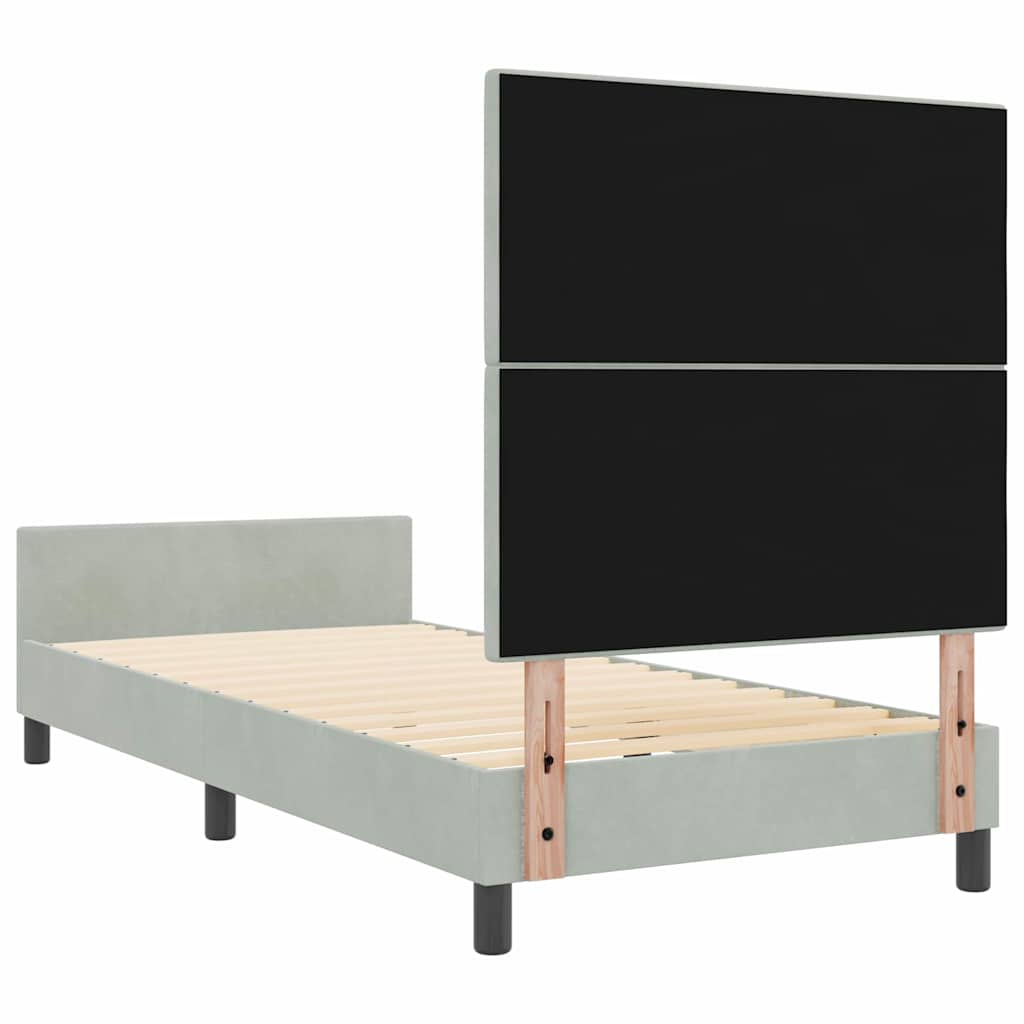 vidaXL Κρεβάτι με ελατήρια Ανοιχτό γκρι 90 x 200 cm Βελούδο