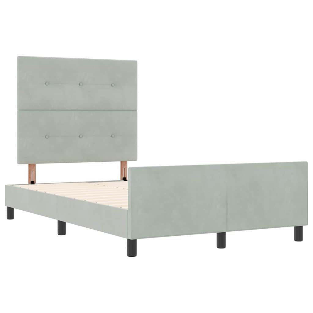 vidaXL Κρεβάτι με ελατήρια Ανοιχτό γκρι 120 x 190 cm Βελούδο