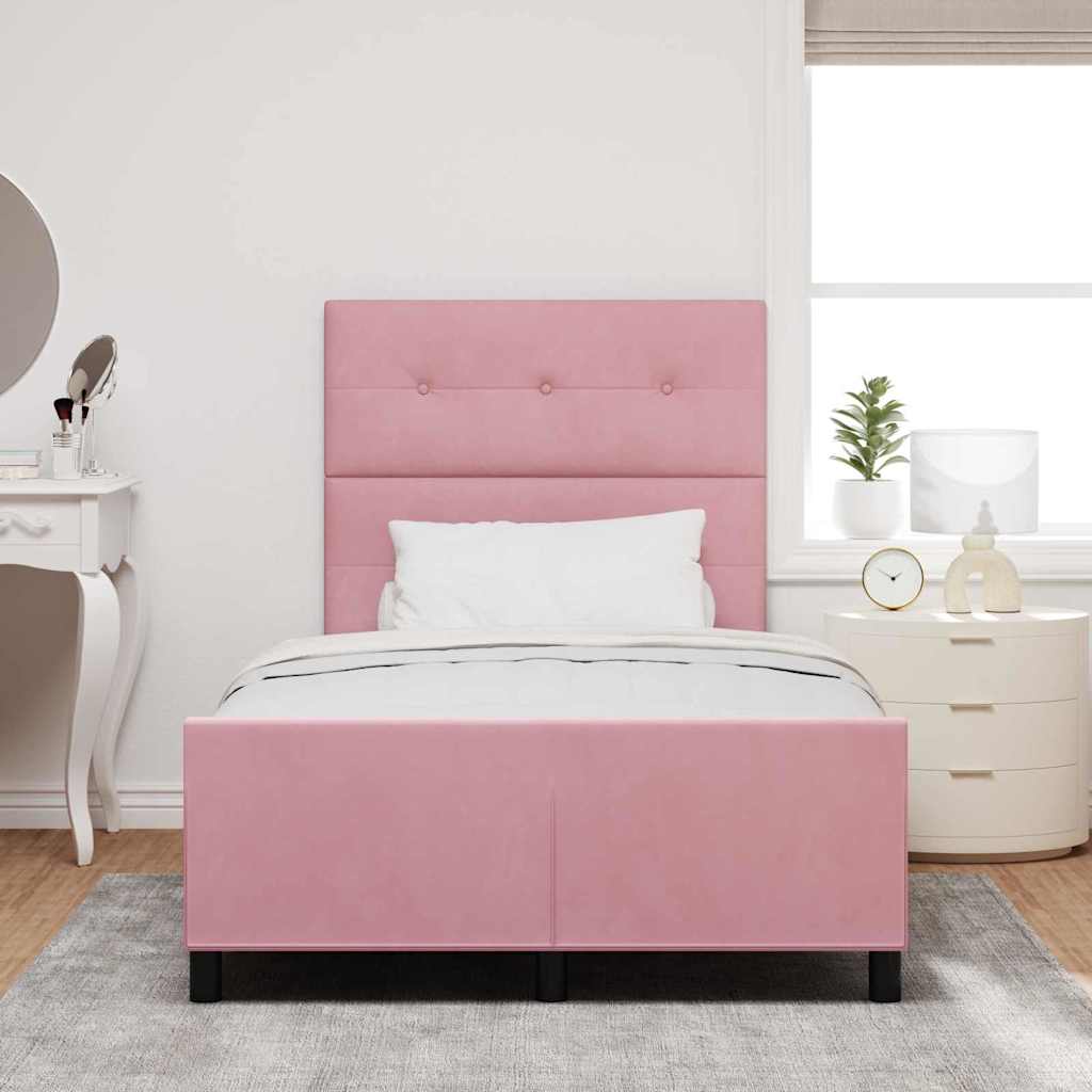 vidaXL Κρεβάτι με ελατήρια με κεφαλάρι Ροζ 120 x 190 cm Βελούδο