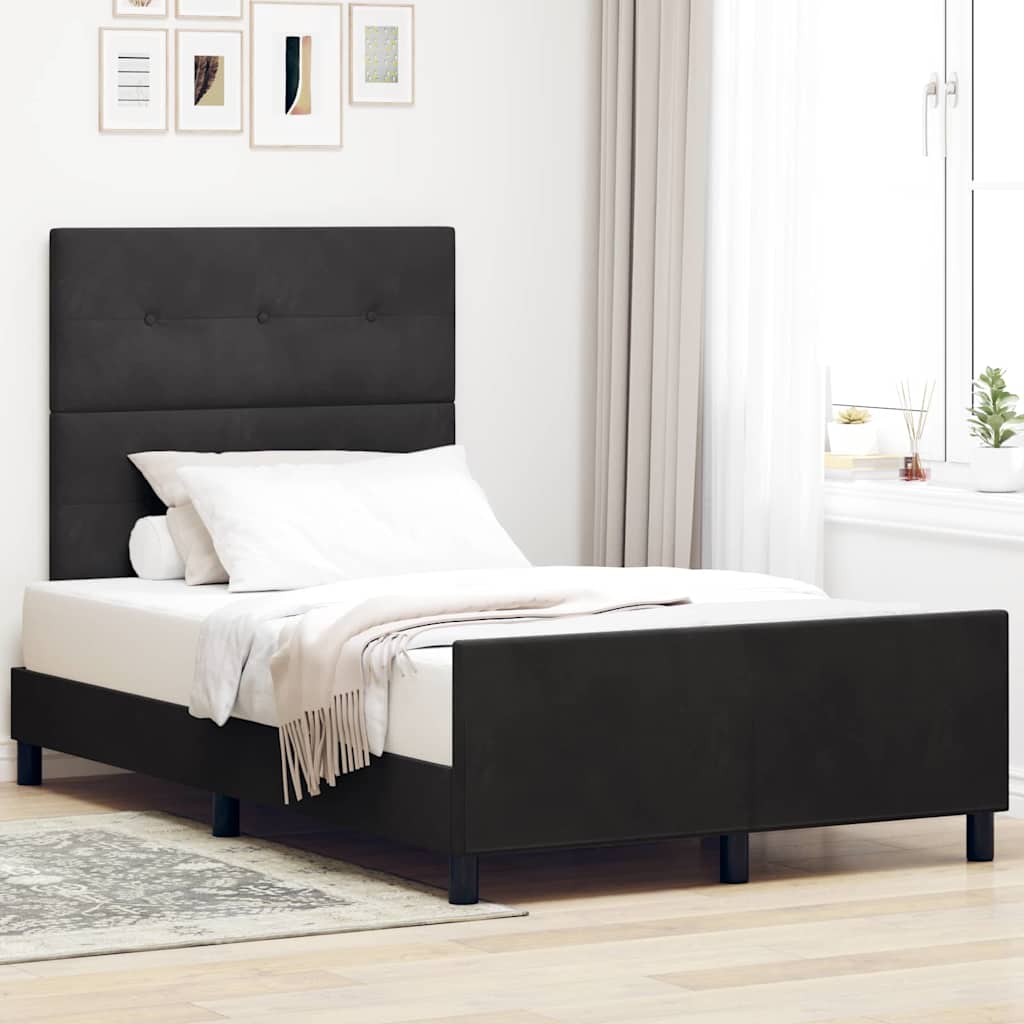 vidaXL Κρεβάτι με ελατήρια με κεφαλάρι Μαύρο 120 x 200 cm Βελούδο