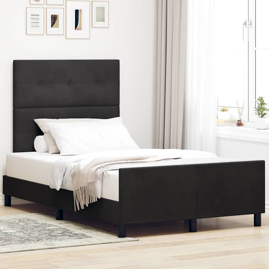 vidaXL Κρεβάτι με ελατήρια με κεφαλάρι Μαύρο 120 x 200 cm Βελούδο