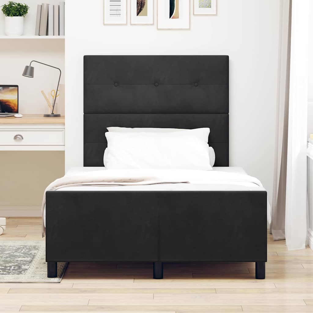 vidaXL Κρεβάτι με ελατήρια με κεφαλάρι Μαύρο 120 x 200 cm Βελούδο