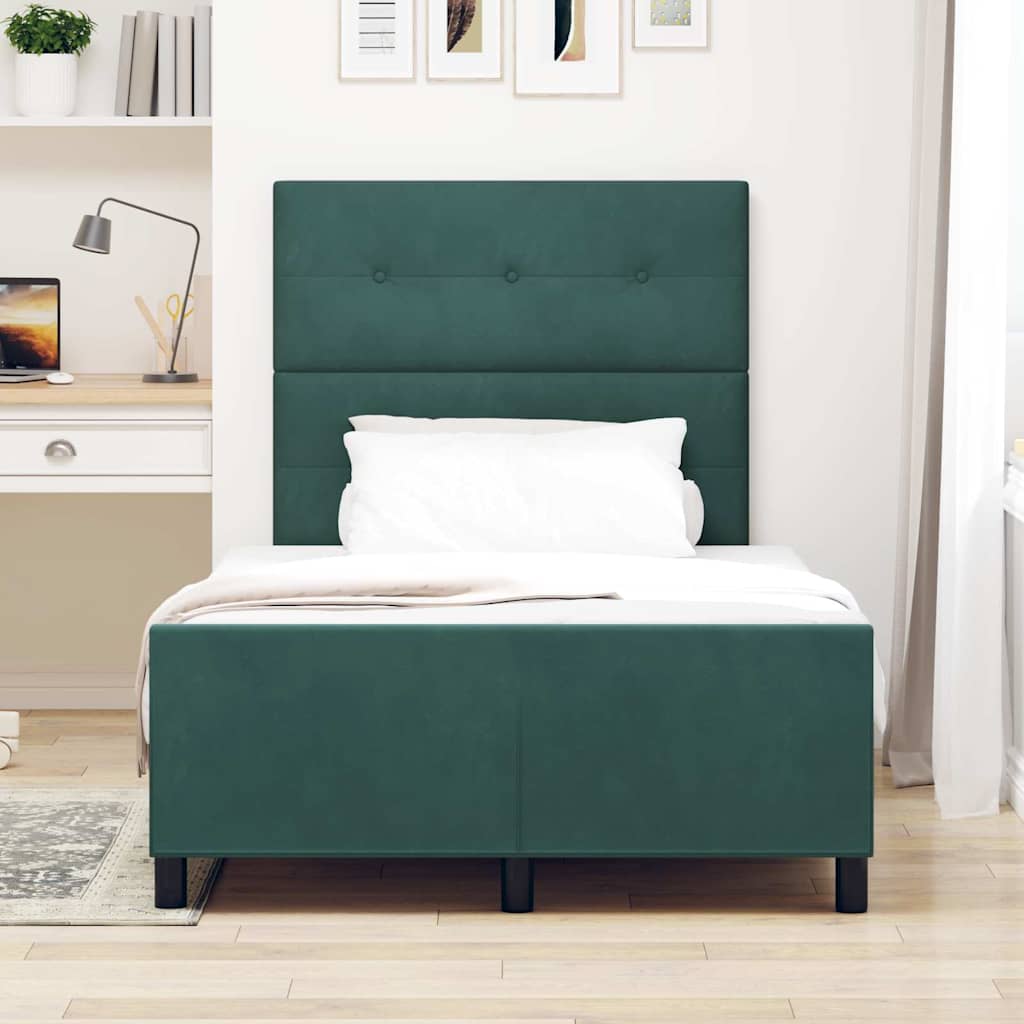 vidaXL Κρεβάτι με ελατήρια Σκούρο Πράσινο 120 x 200 cm Βελούδο