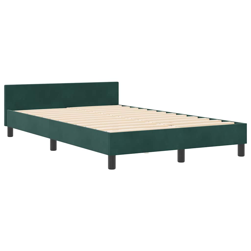 vidaXL Κρεβάτι με ελατήρια Σκούρο Πράσινο 120 x 200 cm Βελούδο