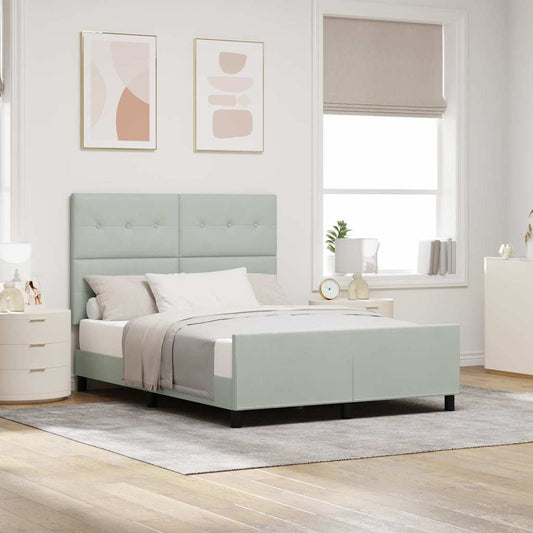 vidaXL Κρεβάτι με ελατήρια Ανοιχτό γκρι 140 x 200 cm Βελούδο