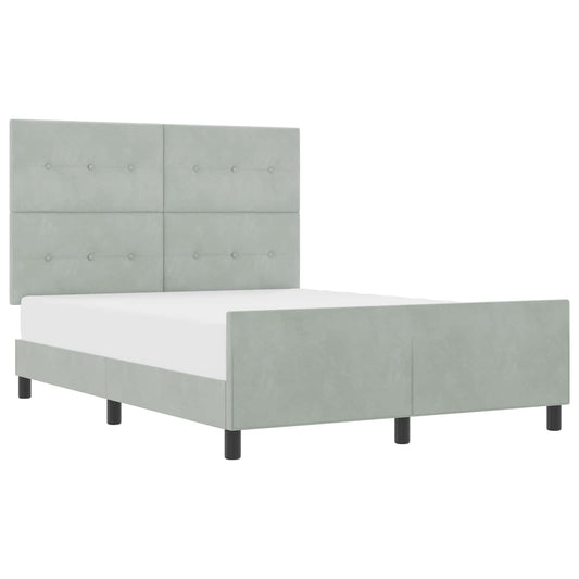 vidaXL Κρεβάτι με ελατήρια Ανοιχτό γκρι 140 x 200 cm Βελούδο