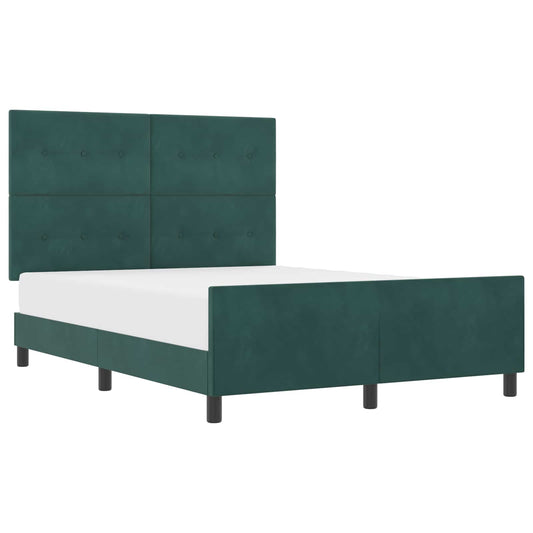vidaXL Κρεβάτι με ελατήρια Σκούρο Πράσινο 140 x 200 cm Βελούδο