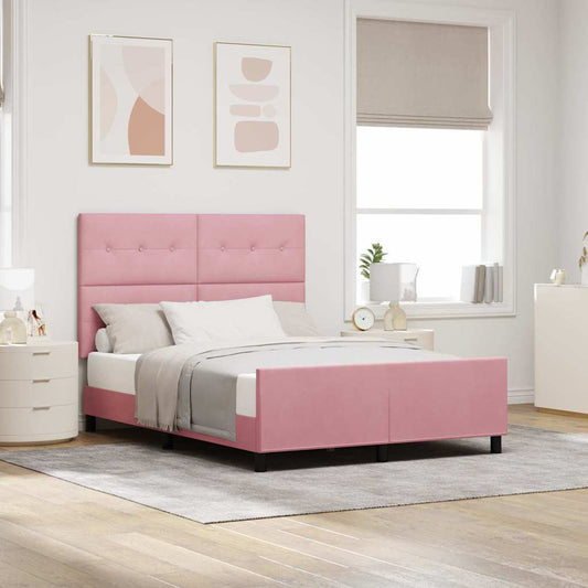 vidaXL Κρεβάτι με ελατήρια με κεφαλάρι Ροζ 140 x 200 cm Βελούδο