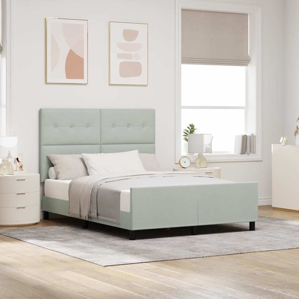vidaXL Κρεβάτι με ελατήρια Ανοιχτό γκρι 160 x 200 cm Βελούδο