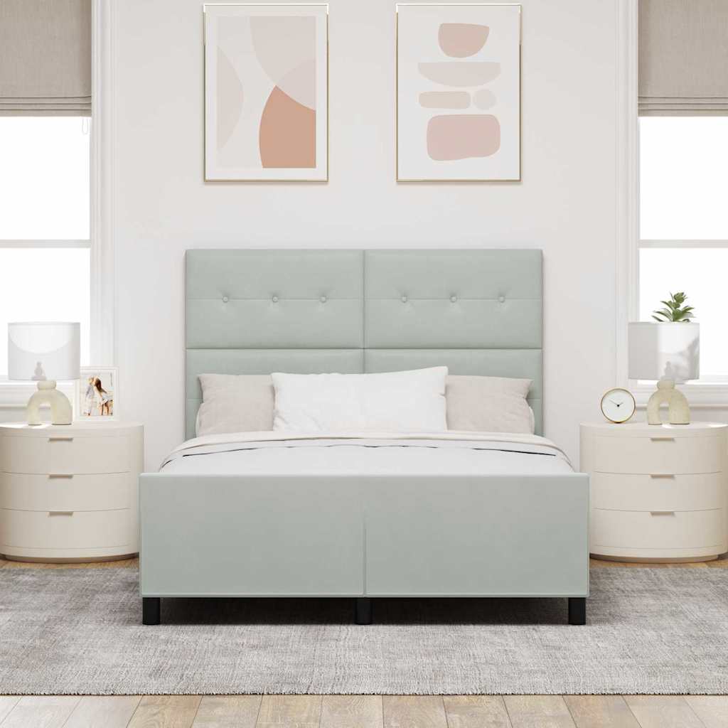 vidaXL Κρεβάτι με ελατήρια Ανοιχτό γκρι 160 x 200 cm Βελούδο