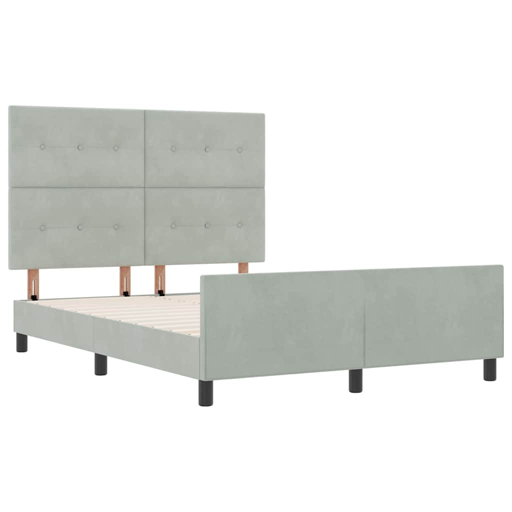 vidaXL Κρεβάτι με ελατήρια Ανοιχτό γκρι 160 x 200 cm Βελούδο