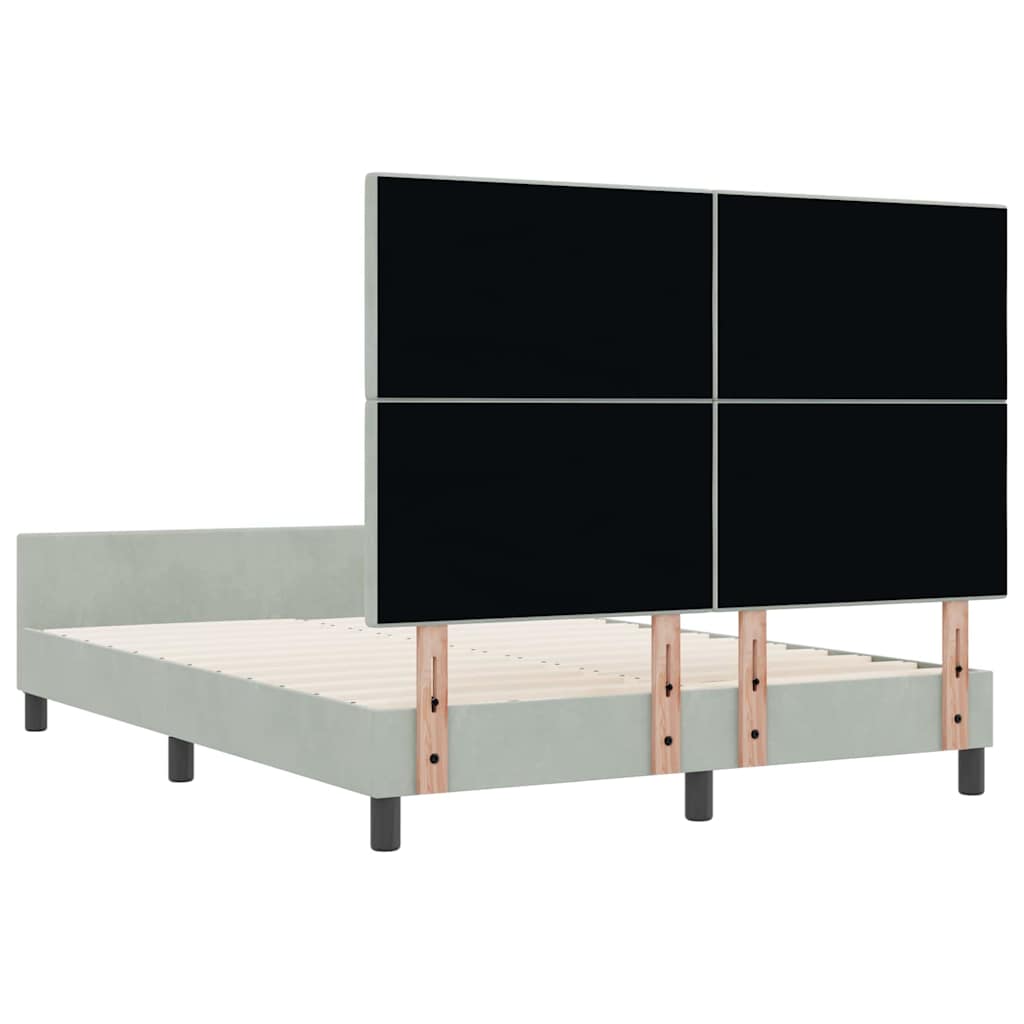 vidaXL Κρεβάτι με ελατήρια Ανοιχτό γκρι 160 x 200 cm Βελούδο