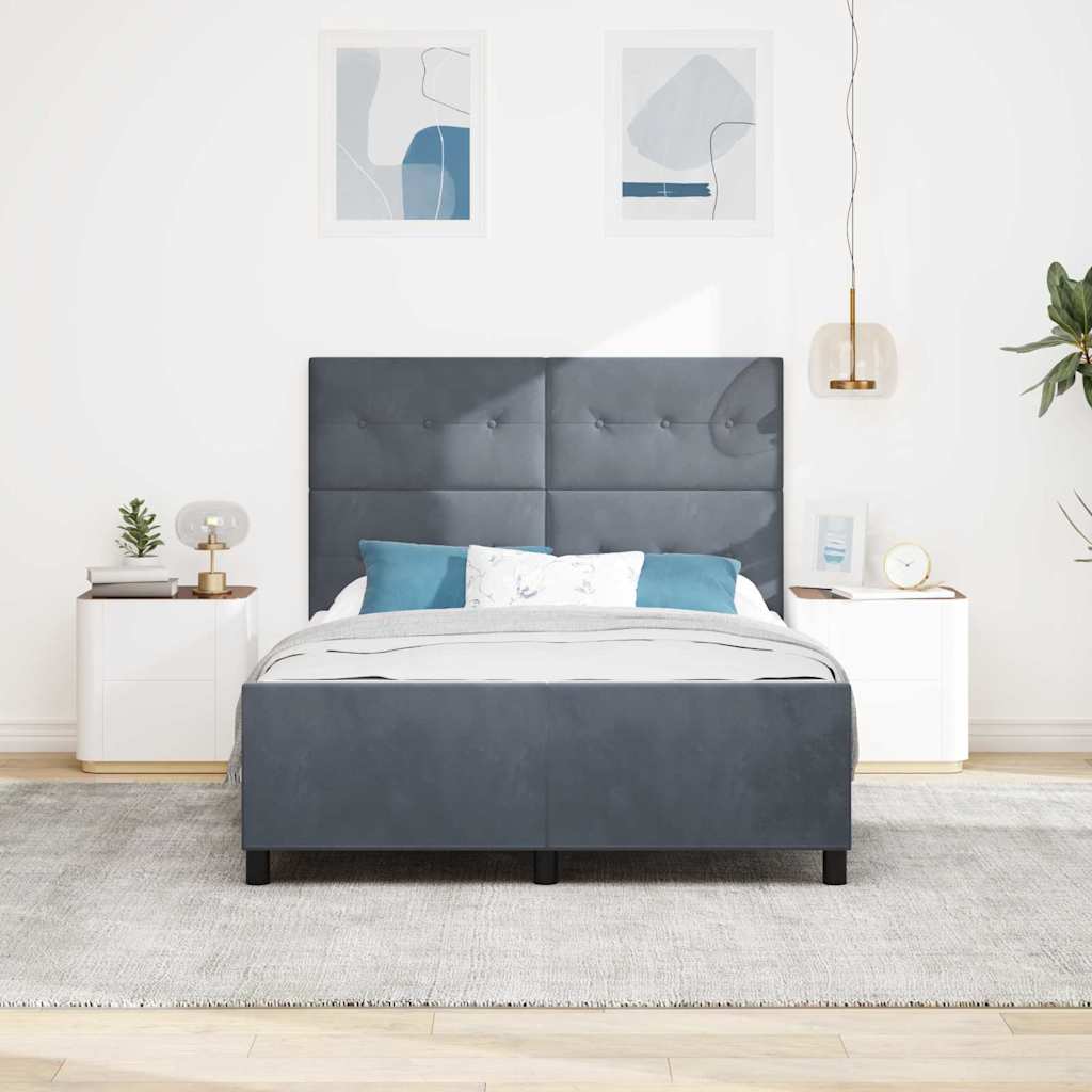 vidaXL Κρεβάτι με ελατήρια Σκούρο γκρι 160 x 200 cm Βελούδο