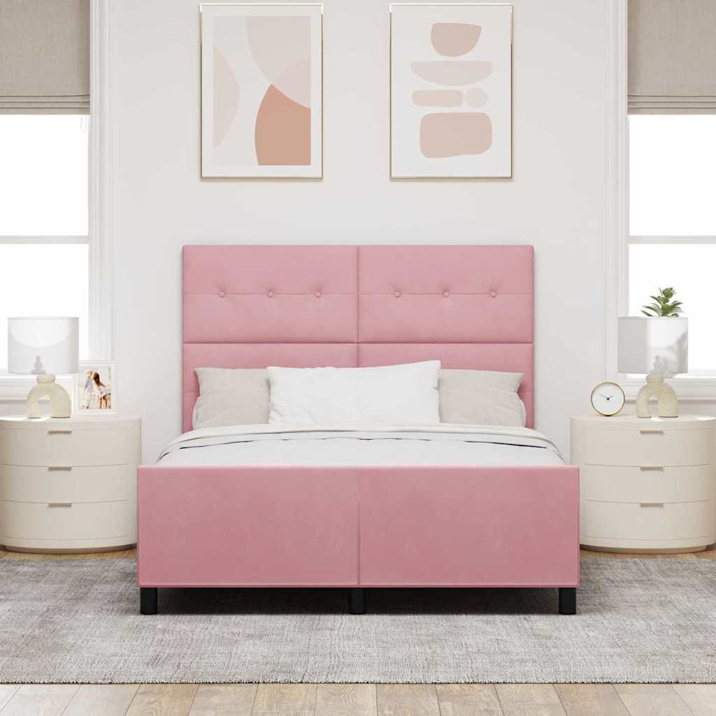vidaXL Κρεβάτι με ελατήρια με κεφαλάρι Ροζ 160 x 200 cm Βελούδο