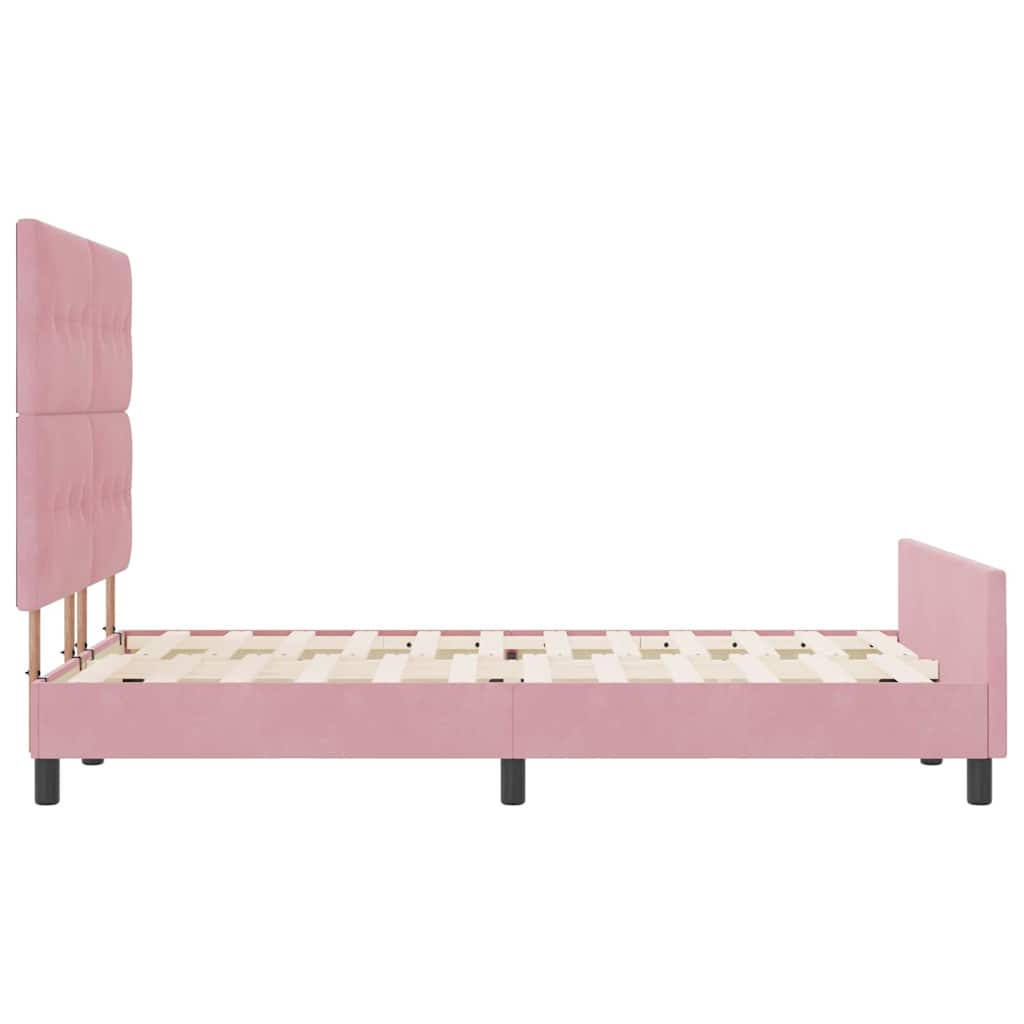 vidaXL Κρεβάτι με ελατήρια με κεφαλάρι Ροζ 160 x 200 cm Βελούδο