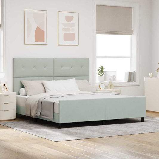 vidaXL Κρεβάτι με ελατήρια Ανοιχτό γκρι 180 x 200 cm Βελούδο