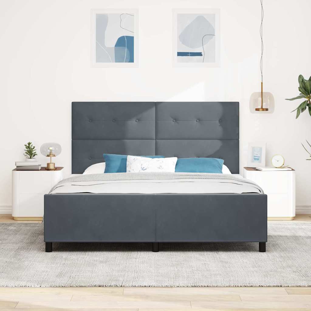 vidaXL Κρεβάτι με ελατήρια Σκούρο γκρι 180 x 200 cm Βελούδο