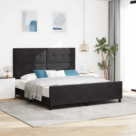 vidaXL Κρεβάτι με ελατήρια με κεφαλάρι Μαύρο 180 x 200 cm Βελούδο