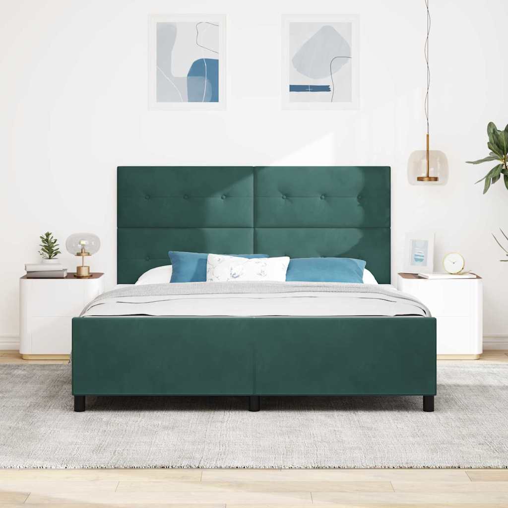vidaXL Κρεβάτι με ελατήρια Σκούρο Πράσινο 180 x 200 cm Βελούδο