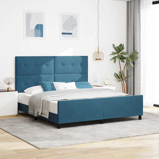vidaXL Κρεβάτι με ελατήρια Σκούρο Μπλε 180 x 200 cm Βελούδο