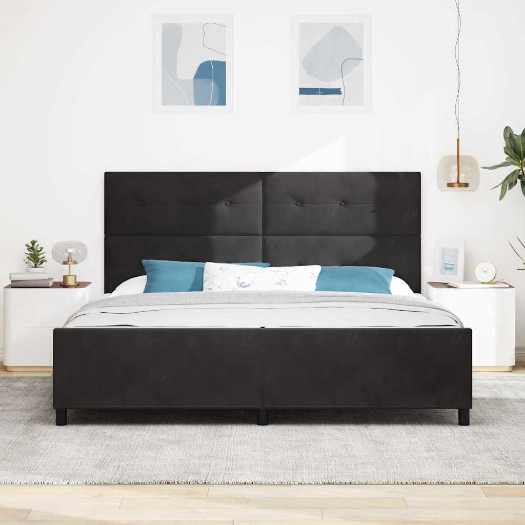 vidaXL Κρεβάτι με ελατήρια με κεφαλάρι Μαύρο 200 x 200 cm Βελούδο