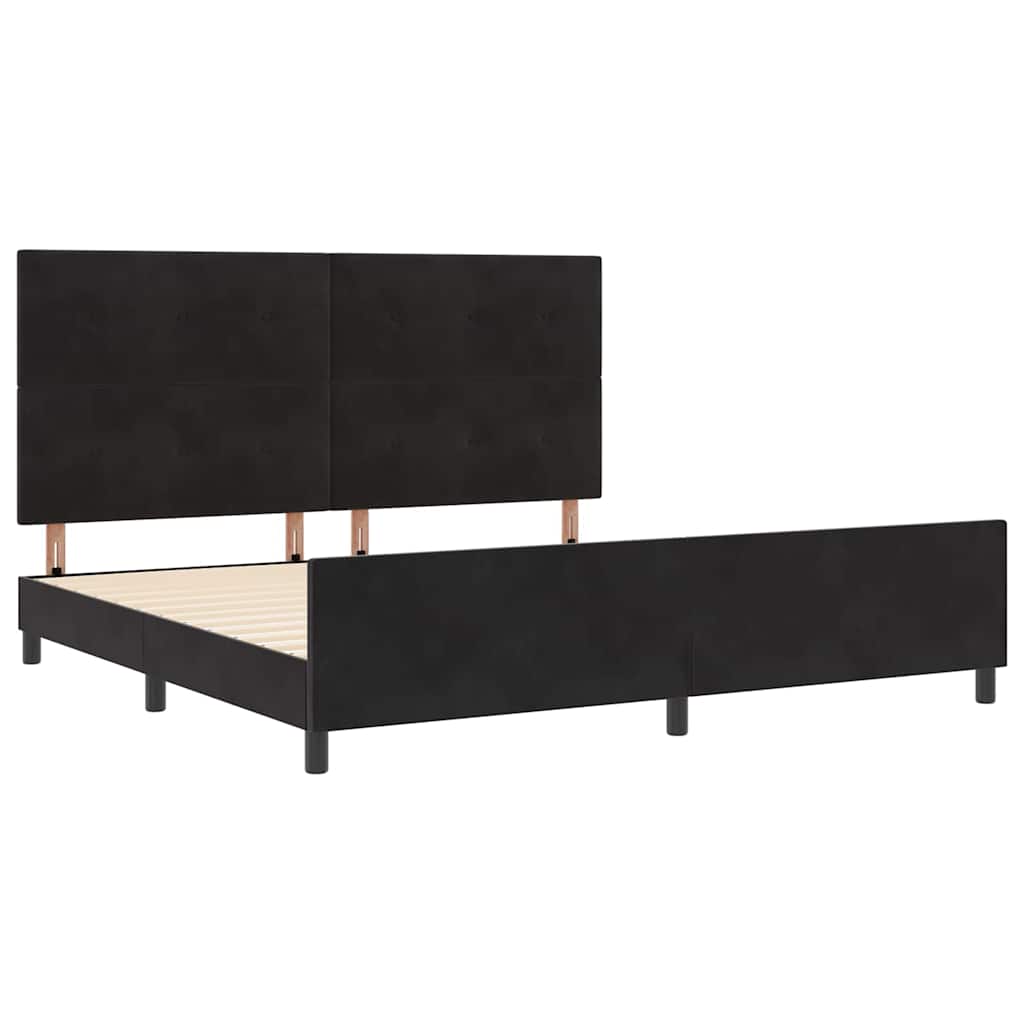 vidaXL Κρεβάτι με ελατήρια με κεφαλάρι Μαύρο 200 x 200 cm Βελούδο