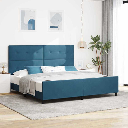 vidaXL Κρεβάτι με ελατήρια Σκούρο Μπλε 200 x 200 cm Βελούδο