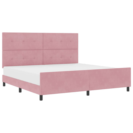 vidaXL Κρεβάτι με ελατήρια με κεφαλάρι Ροζ 200 x 200 cm Βελούδο