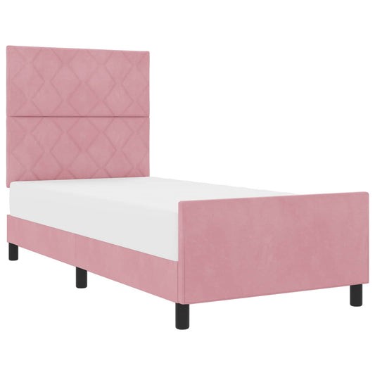 vidaXL Κρεβάτι με ελατήρια με κεφαλάρι Ροζ 90 x 190 cm Βελούδο