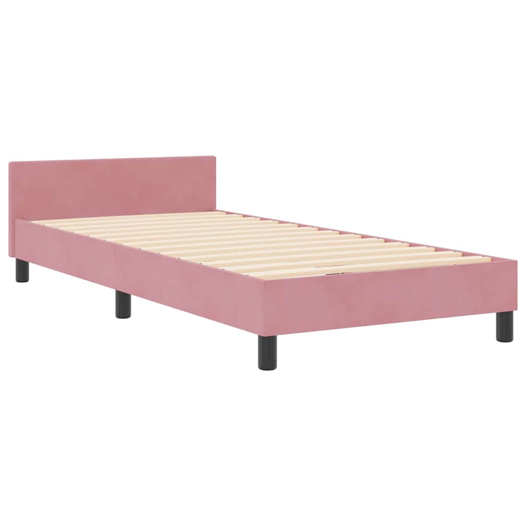 vidaXL Κρεβάτι με ελατήρια με κεφαλάρι Ροζ 90 x 190 cm Βελούδο