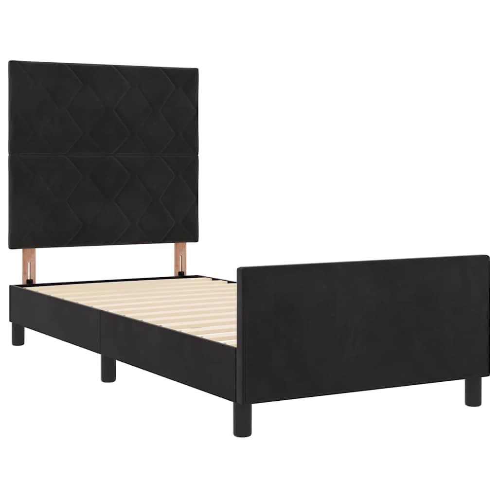vidaXL Κρεβάτι με ελατήρια με κεφαλάρι Μαύρο 100 x 200 cm Βελούδο